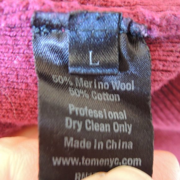 Tome NYC Burgundy Merino Cut Out Turtleneck Sweater L - Picture 10 of 10